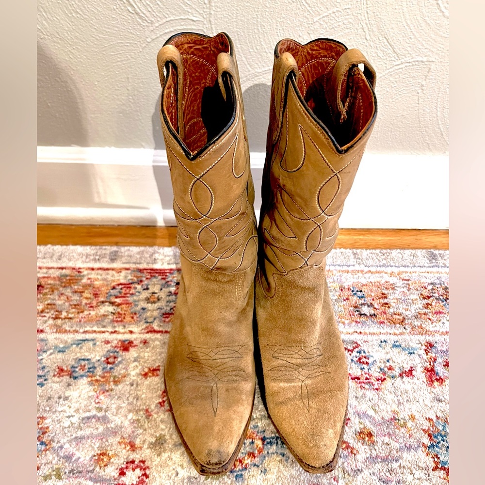 Vintage Texas Boot Company Suede Leather Cowboy Boots || Size 7D, Style 6966